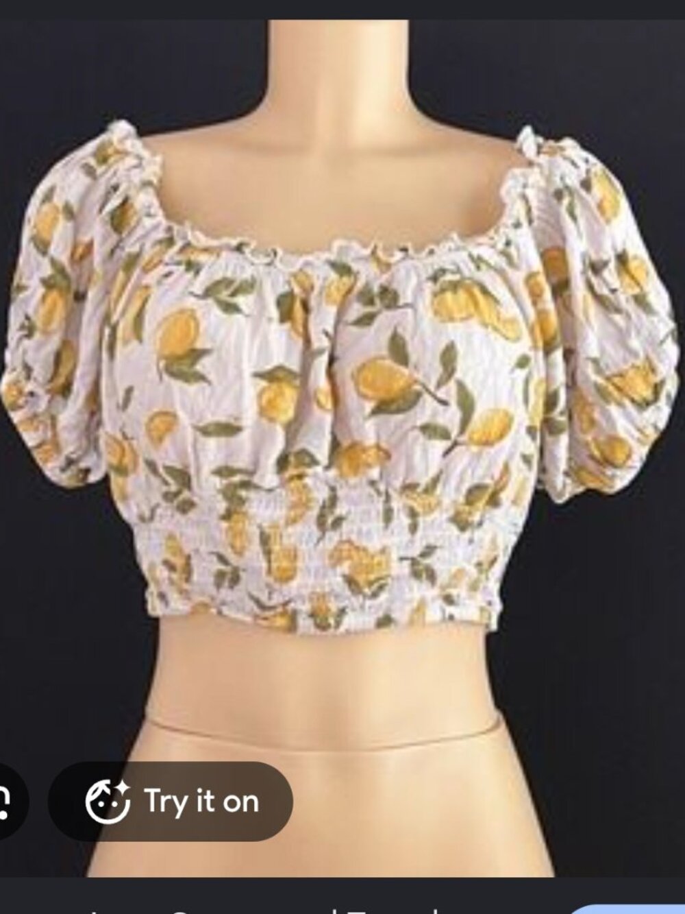 Arizona jean's white lemon print crop top